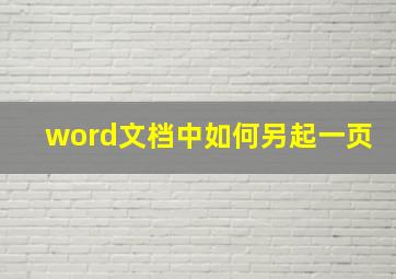 word文档中如何另起一页