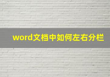 word文档中如何左右分栏