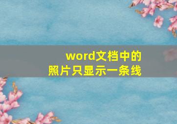 word文档中的照片只显示一条线