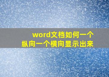 word文档如何一个纵向一个横向显示出来