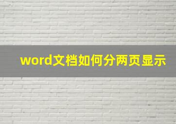 word文档如何分两页显示