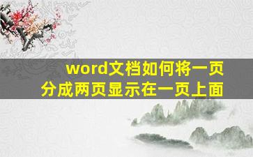 word文档如何将一页分成两页显示在一页上面