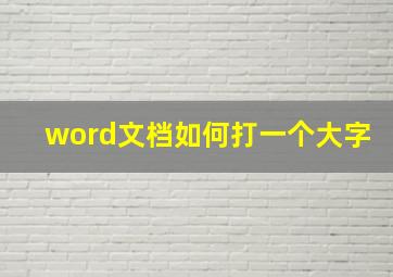 word文档如何打一个大字