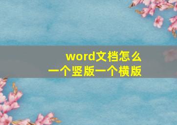 word文档怎么一个竖版一个横版