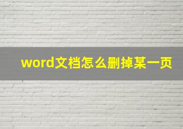 word文档怎么删掉某一页