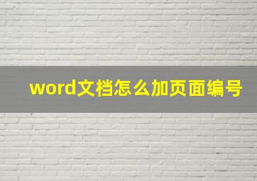 word文档怎么加页面编号