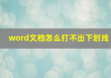 word文档怎么打不出下划线