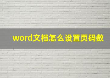 word文档怎么设置页码数