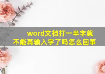 word文档打一半字就不能再输入字了吗怎么回事