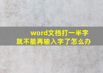 word文档打一半字就不能再输入字了怎么办