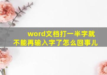 word文档打一半字就不能再输入字了怎么回事儿