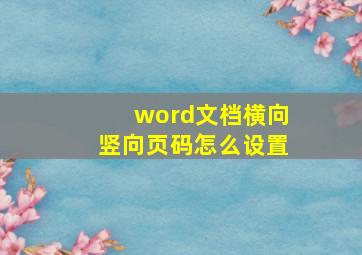 word文档横向竖向页码怎么设置