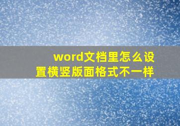 word文档里怎么设置横竖版面格式不一样