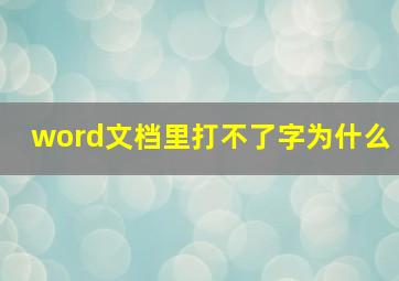 word文档里打不了字为什么