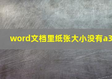 word文档里纸张大小没有a3