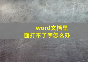 word文档里面打不了字怎么办