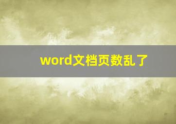 word文档页数乱了