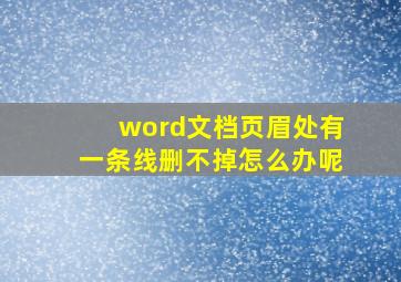 word文档页眉处有一条线删不掉怎么办呢