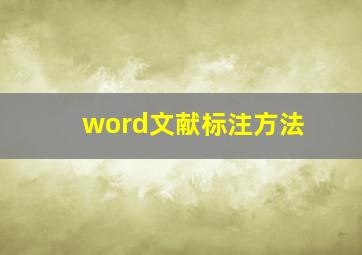 word文献标注方法