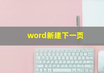 word新建下一页