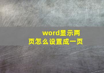 word显示两页怎么设置成一页