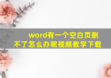 word有一个空白页删不了怎么办呢视频教学下载