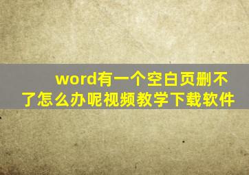 word有一个空白页删不了怎么办呢视频教学下载软件