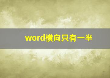 word横向只有一半