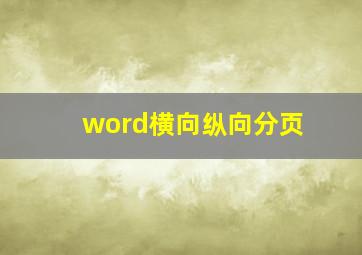 word横向纵向分页