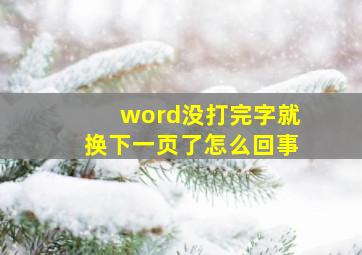 word没打完字就换下一页了怎么回事