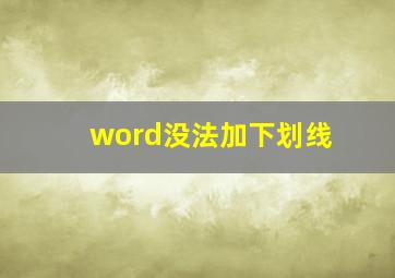 word没法加下划线