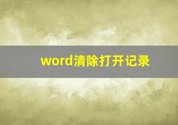 word清除打开记录