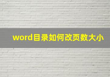 word目录如何改页数大小