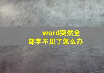 word突然全部字不见了怎么办