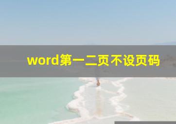 word第一二页不设页码