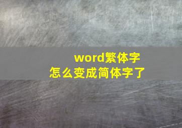 word繁体字怎么变成简体字了