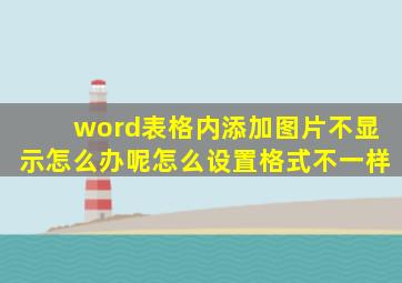 word表格内添加图片不显示怎么办呢怎么设置格式不一样