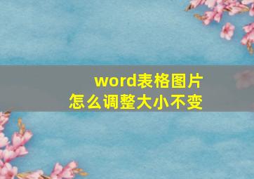 word表格图片怎么调整大小不变