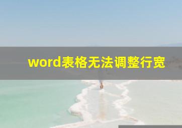 word表格无法调整行宽