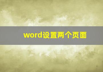 word设置两个页面