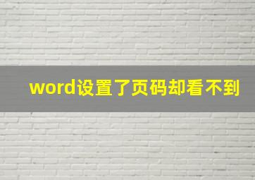 word设置了页码却看不到