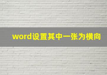 word设置其中一张为横向