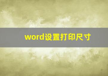 word设置打印尺寸