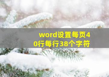 word设置每页40行每行38个字符