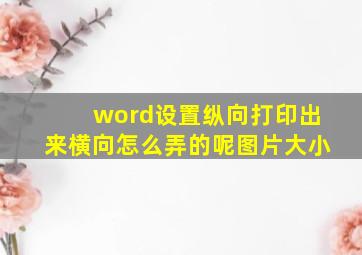 word设置纵向打印出来横向怎么弄的呢图片大小