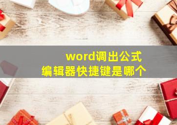 word调出公式编辑器快捷键是哪个