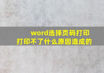 word选择页码打印打印不了什么原因造成的