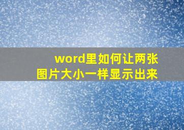 word里如何让两张图片大小一样显示出来