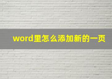 word里怎么添加新的一页