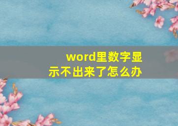 word里数字显示不出来了怎么办